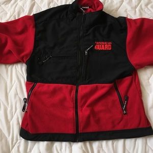 Non shed fuzzy jacket/coat National Guard.